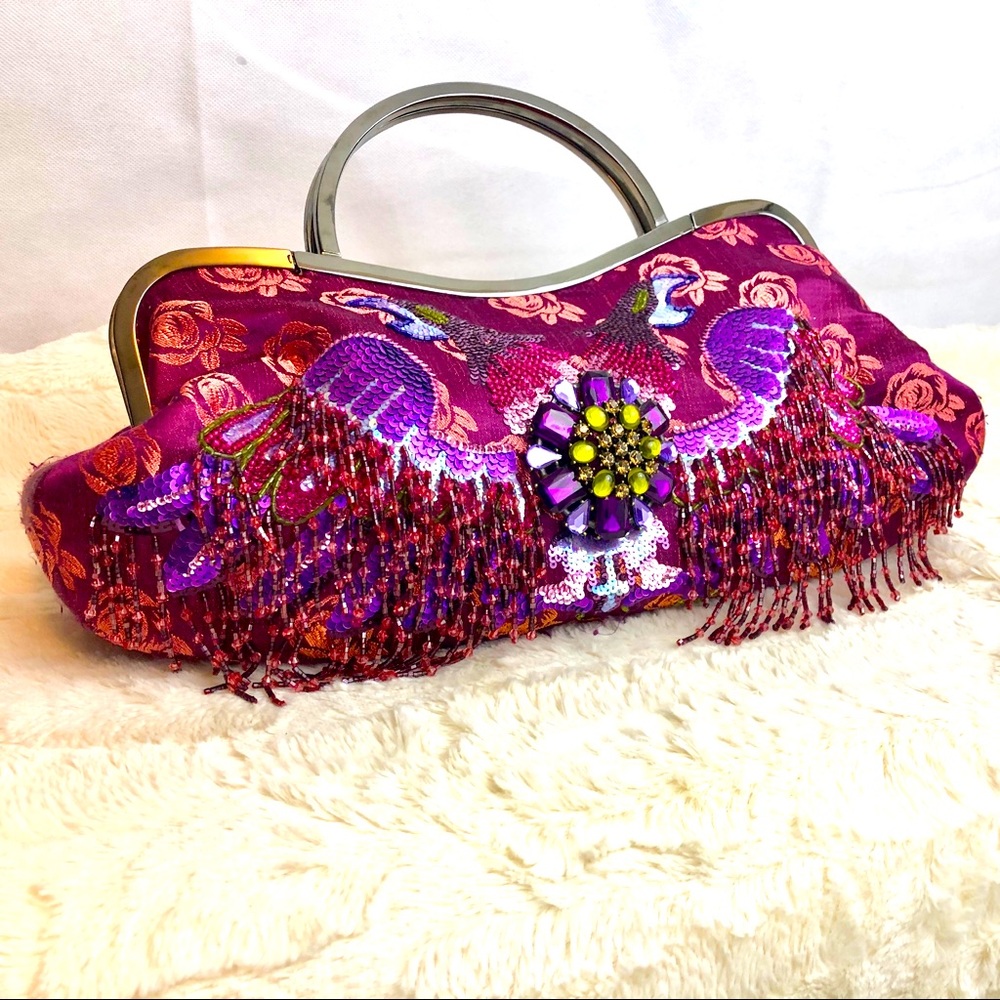IPA-NIMA | Purple Jacquard Jeweled Bag
